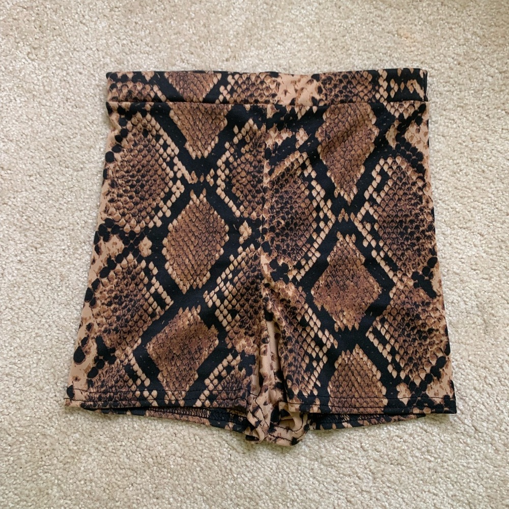 PrettyLittleThing snake print booty shorts